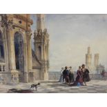 William James Muller (1812-1845), View of the terrace at Chambord, Watercolour, 29.5cm x 40.5cm