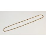 A 9ct gold rope twist chain, with spring ring and loop fastening, 72.3cm long, weight 20.2gms