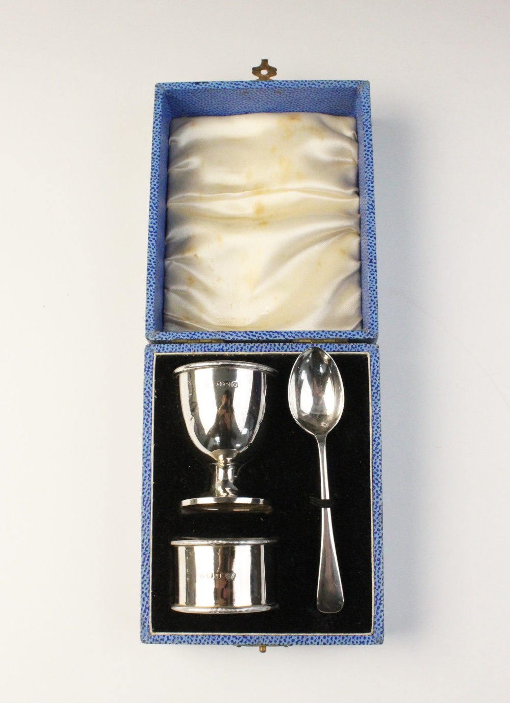 A boxed silver Christening set by Adie Brothers, Birmingham 1938, comprising egg cup, spoon and - Image 2 of 4
