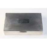 R.A.F INTEREST: An Art Deco silver mounted cigarette box by Sanders & Mackenzie, London 1937, of