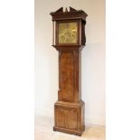 A George III pollard oak eight day longcase clock by Watkin Owens Llanrwst, the 33cm brass dial with