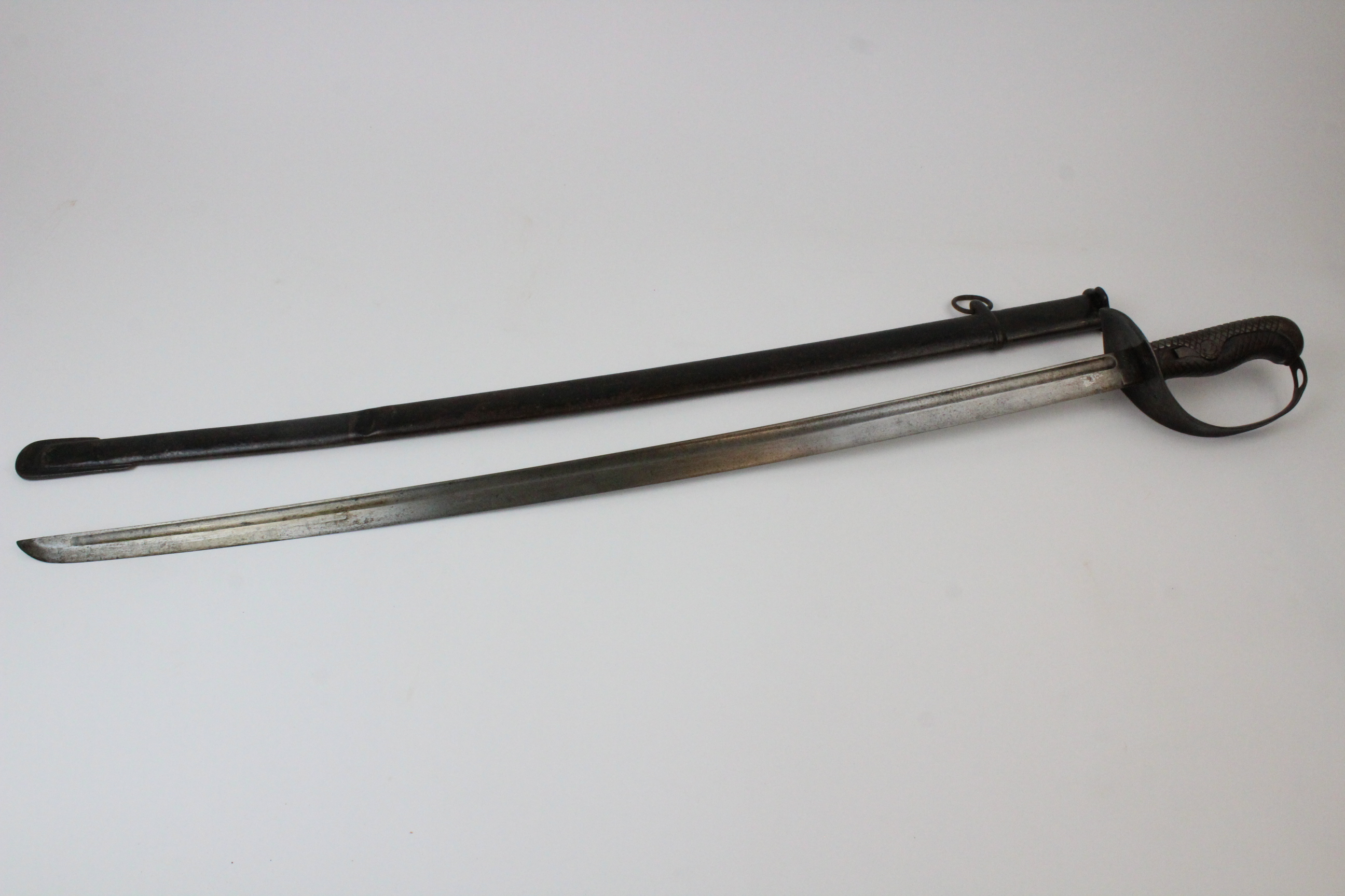 A French 1821 pattern Infantry officer's sword, the 77cm singled edged curved fullered blade set - Image 7 of 11