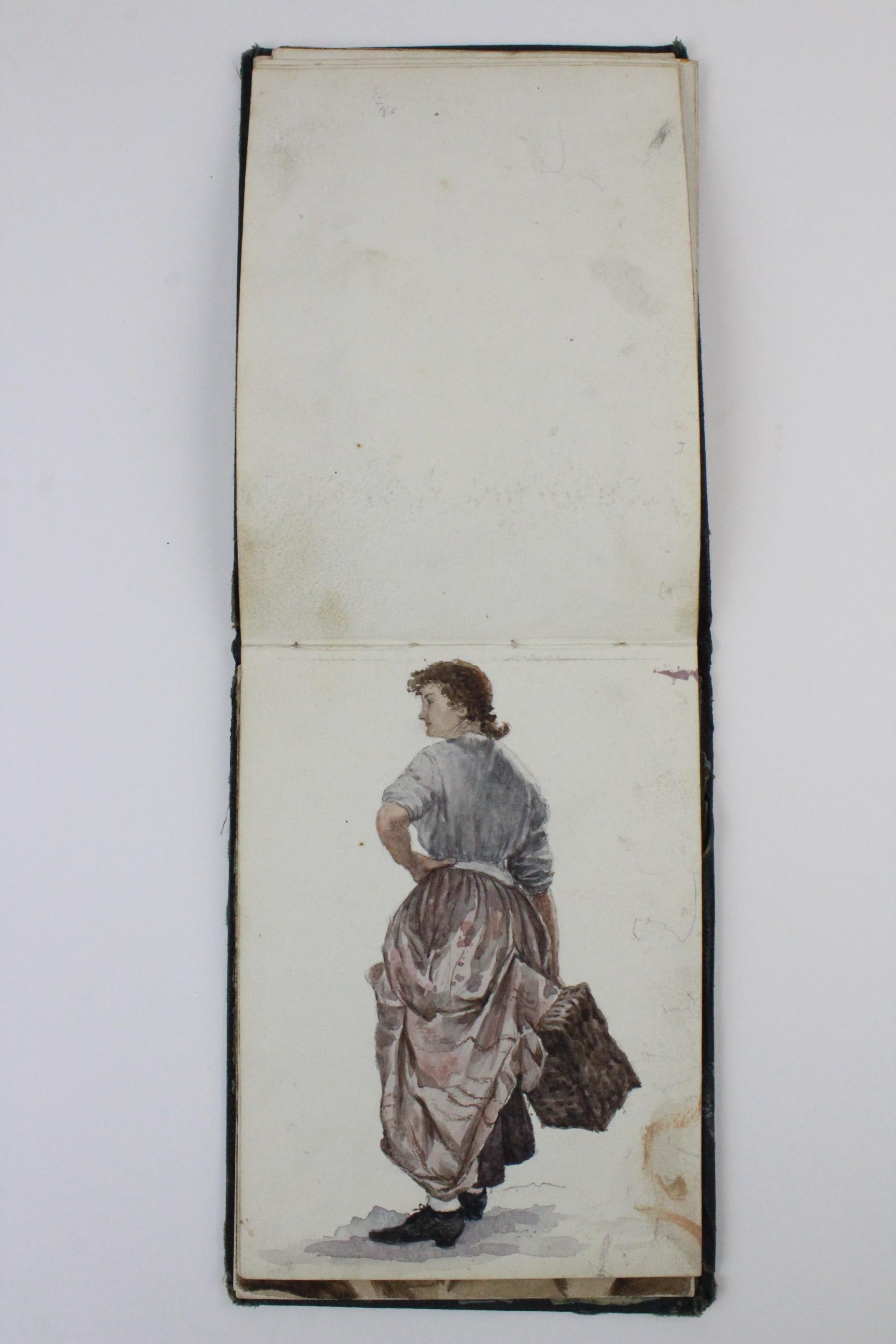 A collection of watercolours, pen and ink sketches and pencil sketches, early 20th century, loose, - Image 24 of 45