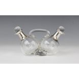 A George V silver mounted oil and vinegar cruet, marks for Jones & Crompton, Birmingham 1931,