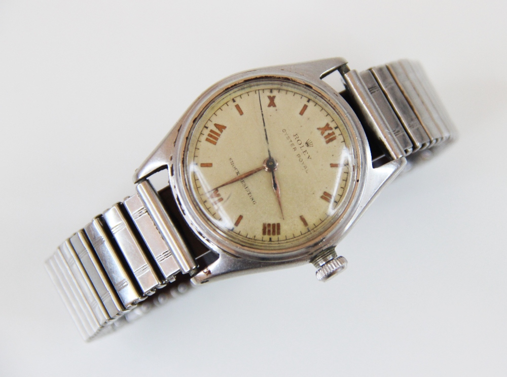 A Gentleman's vintage Rolex Oyster Royal 'Shock Resisting' stainless steel wristwatch, the round