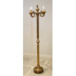 An Italian gilt metal standard lamp, mid 20th century, stamped 'F.B.A.L Italy' to underside of base,