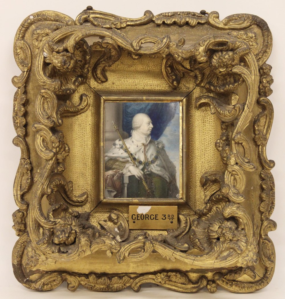 British school, early 19th century George III in profile, head and shoulders wearing ermine royal - Image 5 of 6
