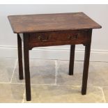 An 18th century oak side table, the rectangular moulded top with rounded front corners above a