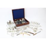 A selection of silver plated, white metal and EPNS cutlery and tableware, to include a quantity of