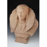 After Domenico Brucciani, a terracotta finished plaster bust of Elizabeth I, mid 19th century,