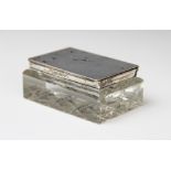 An Edwardian cut glass silver mounted stamp box by Levi & Salaman, Birmingham 1905, of rectangular