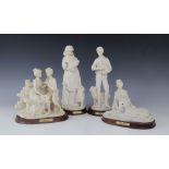 Four cast resin Parian type figural groups, comprising: 'The Foal', 'The Lovers', 'Springtime' (with