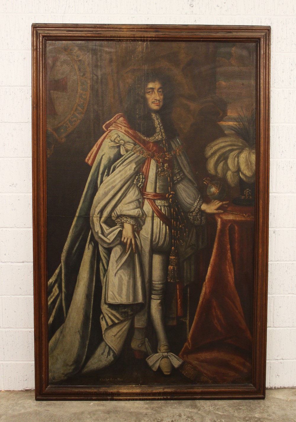 After Sir Peter Lely (1618-1680), Portrait of Charles II, Full length, wearing coronation robes with - Image 6 of 6