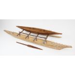 Two Oceanic Polynesian Samoan model canoes, 92cm long and 65cm long