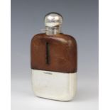 A George V silver mounted glass hip flask by James Dixon & Sons Ltd, Sheffield 1919