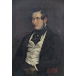 English school, 19th century, Half length portrait of a seated gentleman, Oil on canvas, Unsigned,