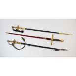 A Victorian diplomatic court sword, 19th century, the 76cm double edged unfullered blade set to a