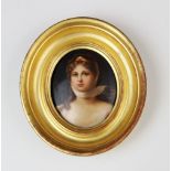 A Royal Vienna portrait miniature on porcelain, 19th century, depicting Princess Louise, Queen of