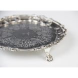 A George III Irish silver waiter, possibly by Thomas Townsend, of circular form with scalloped