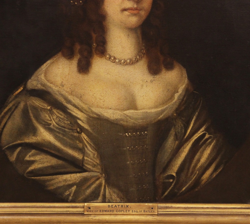 English school, late 17th century, Portrait of Beatrix, Mrs Copley, wife of Edward Copley Head and - Image 3 of 7