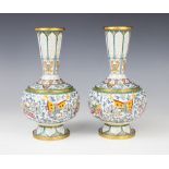 A pair of Chinese cloisonné vases, 20th century, each of baluster form and decorated in polychrome