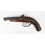 A double barrel percussion cap pistol by J. Avery, probably early 19th century, of typical form with