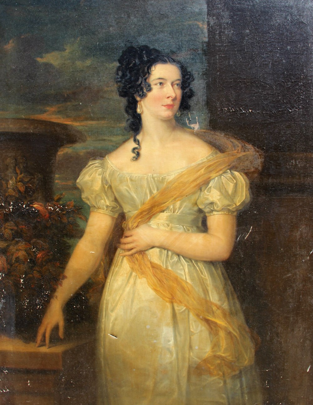 Attributed to William Owen RA (1769-1825), Portrait of a lady, three quarter length in a