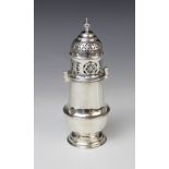 An Edwardian silver sugar caster by Matthew John Jessop, London 1903, the cylindrical waisted body