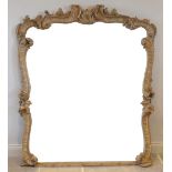 A large 19th century Italian gesso over mantel mirror, the painted pine and gesso frame moulded with