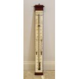 A 19th century style French painted pine stick barometer, applied with a vacant mercury tube and