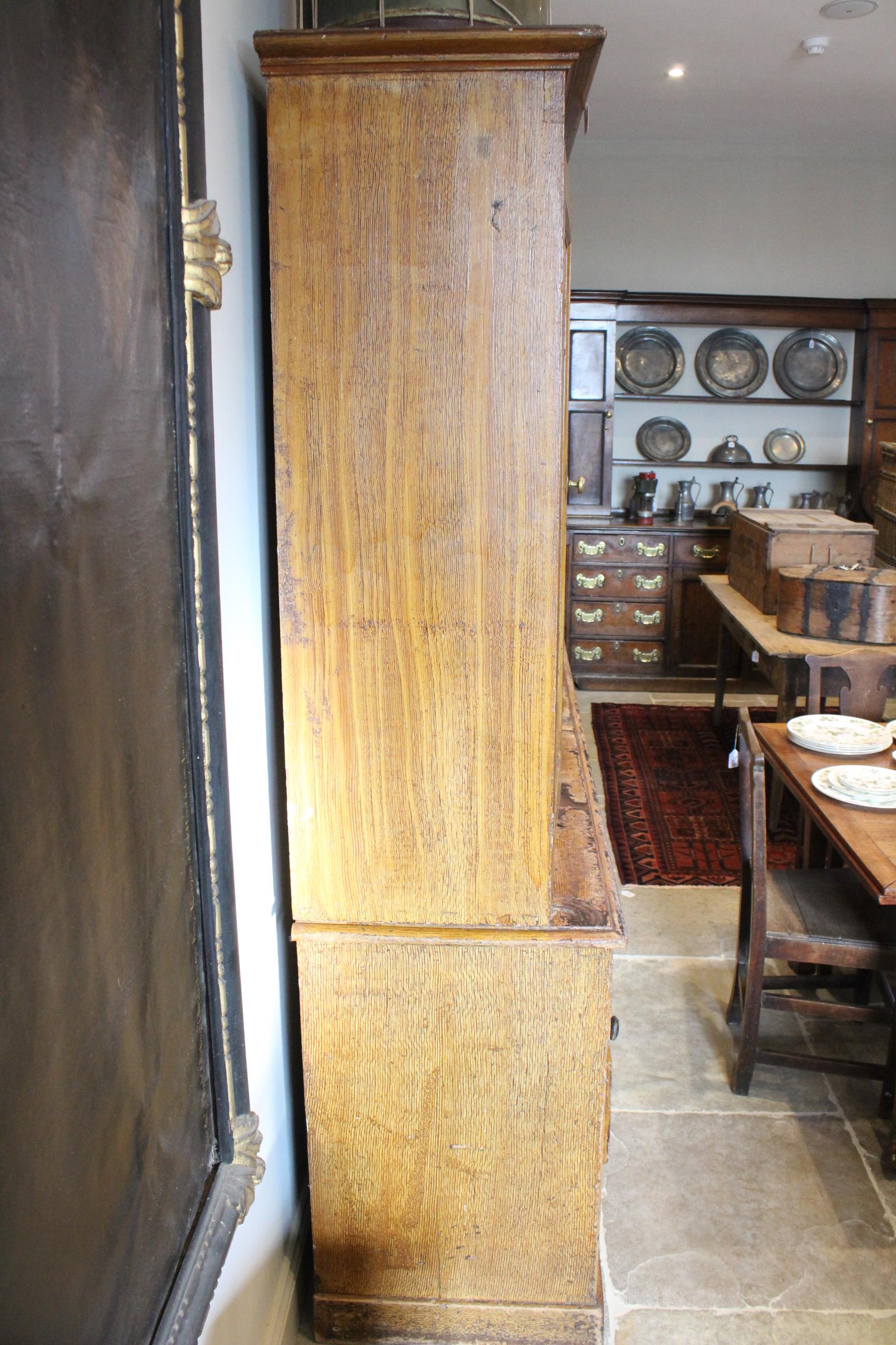 A Victorian scumbled pine housekeepers cupboard, the moulded cornice above four invert panelled - Image 7 of 7