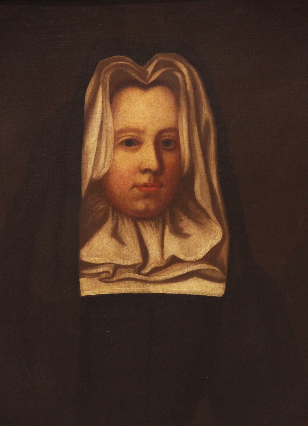 British school, 18th century, Portrait of Mrs Banks of Winstanley Half length wearing black, in a - Image 3 of 8