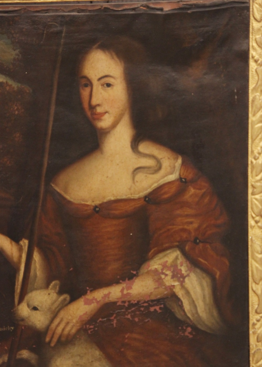 English school, late 17th century, Portrait of Frances Holland Wife of Thomas Cholmondeley of - Image 3 of 5