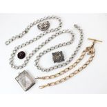 A selection of Victorian and later jewellery, to include a garnet cluster brooch, 23mm x 20mm, an