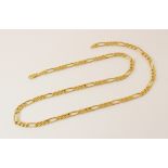 A figaro link chain, 9ct gold common control marks to lobster claw and loop links, 60.5cm long,