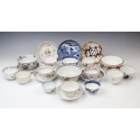 A collection of 18th and 19th century tea bowls and stands, to include examples by Newhall, Coalport