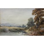 William Callow RWS (1812-1908), View of a rural stream with hills beyond, Watercolour, Signed