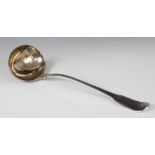 A George III fiddle and thread pattern silver ladle by George Smith, London 1806, engraved crest