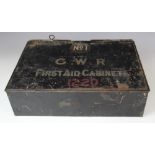 RAILWAY INTEREST: A Great Western Railway first aid kit, early 20th century, the black painted metal