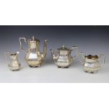 A Victorian four piece silver tea service by George John Richards, London 1851, comprising teapot,