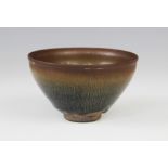 A Chinese Jian Ware 'Hares Fur' glaze bowl, of conical footed form, incised character marks to the