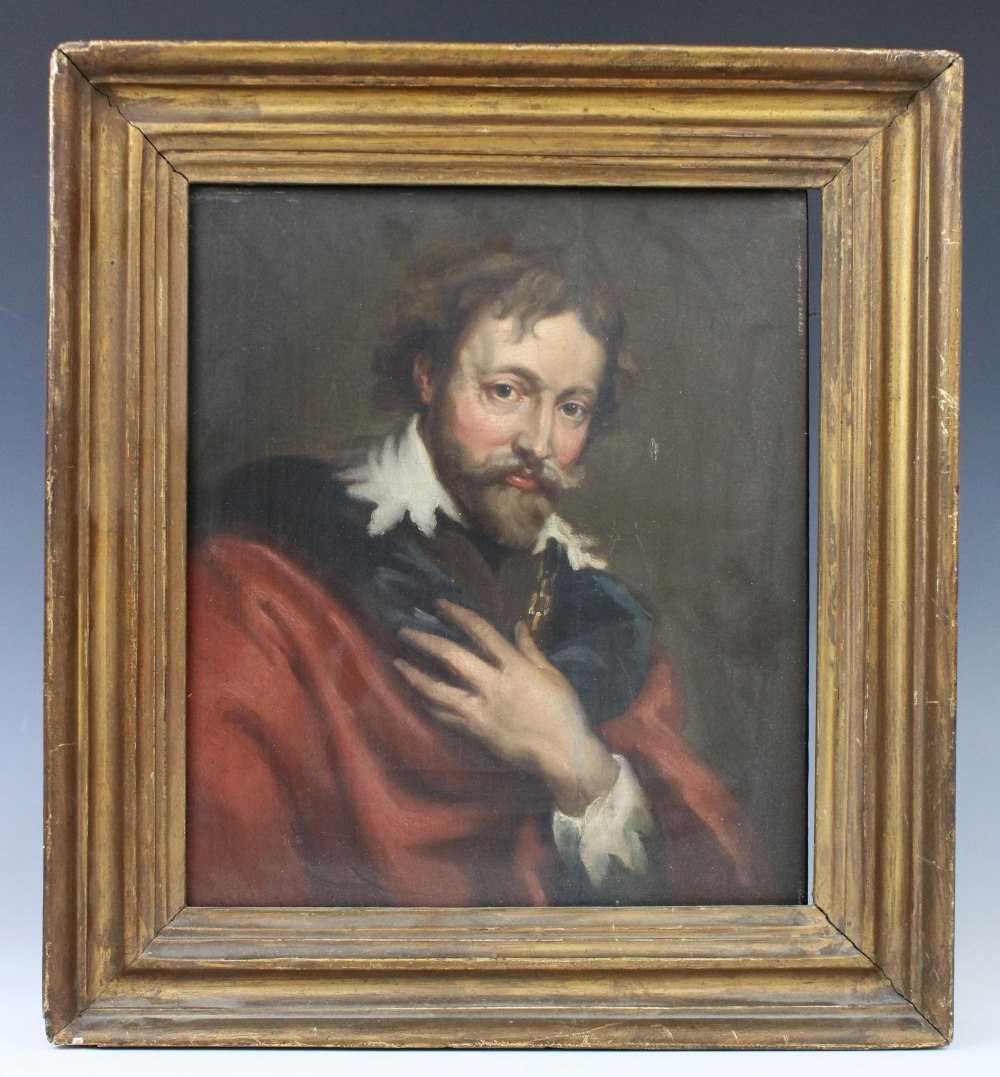 After Anthony Van Dyck (1599-1641), Portrait of Peter Paul Rubens, Oil on panel, 28cm x 25cm, Framed