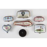A collection of Paris porcelain pill boxes, 19th century and later, comprising: three Limoges