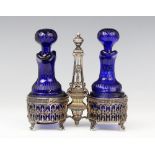 A late 19th century French belle époque oil and vinegar cruet, stamped 'Fray Fils', the oval