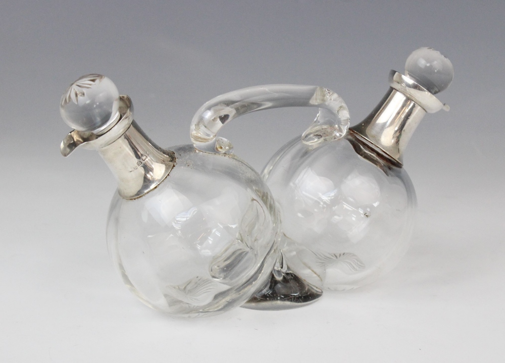 A George V silver mounted oil and vinegar cruet, marks for Jones & Crompton, Birmingham 1931, - Image 2 of 2