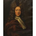 Circle of Michael Dahl (1659-1743), Portrait of George Kenyon half length wearing a red cloak and