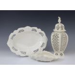 Three pieces of early 19th century creamware pottery, comprising: a Leeds Pottery pot pourri and