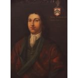 English school, early 18th century, Portrait of John Tyrell half length, wearing a dark red and