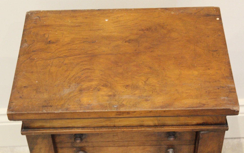 A Victorian figured walnut apprentice Wellington chest, with an arrangement of three drawers, the - Image 3 of 3