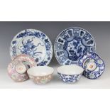 A selection of Chinese porcelain, 18th century and later, comprising; a Kangxi Kraak plate, 21.5cm
